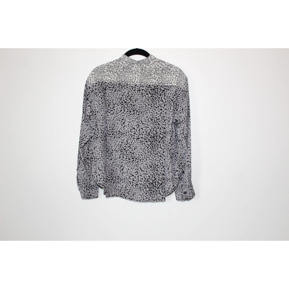Rag & Bone Christie Silk Top Animal Cheetah Print Button Blouse Gray XS H14190 - Picture 9 of 16